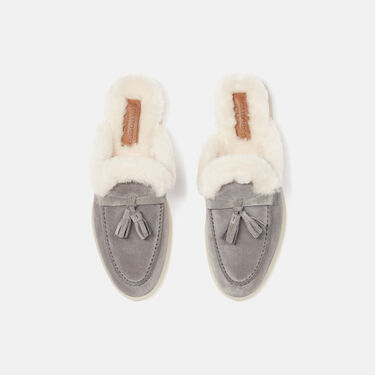 Lucrezia Fur Grey Suede Scarosso: Grey - Suede Fur LUCREZIAMULE