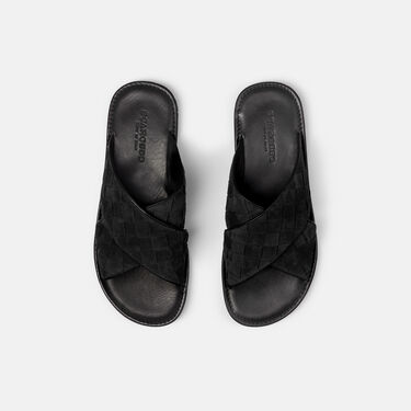 Ettore Black Suede Woven Scarosso: Black - Suede ETTORESAND