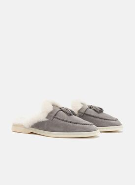 Lucrezia Fur Grey Suede Scarosso: Grey - Suede Fur LUCREZIAMULE