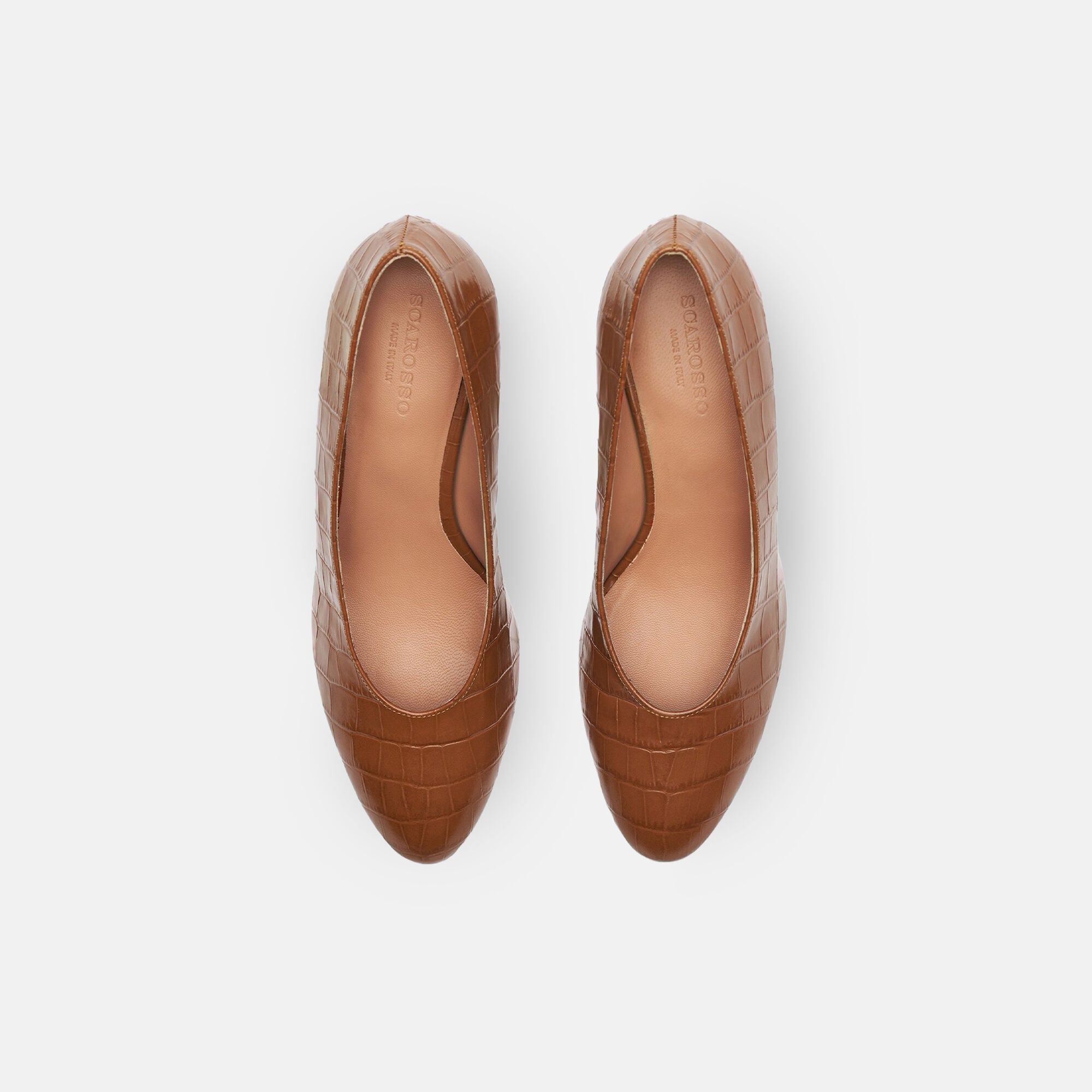 Deva Cognac Croco Scarosso: Cognac - Croco-Printed Calf DEVAPUMP